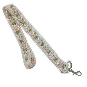 HANDMADE Feminine Coquette Lanyard with Pretty Pink Flowers